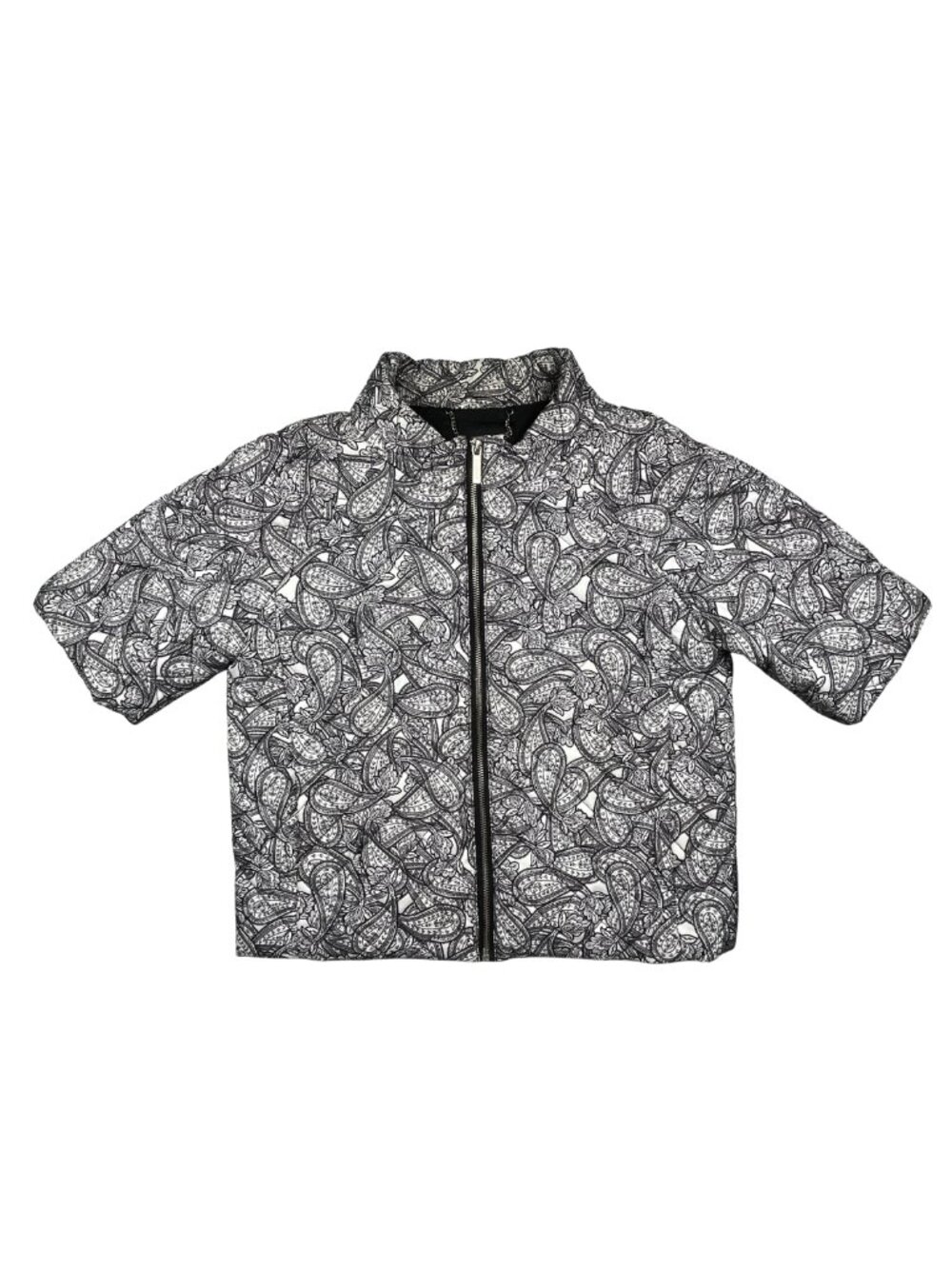 Oodji Ultra Size 40 Black White Paisley Zip Front Short Sleeve Jacket